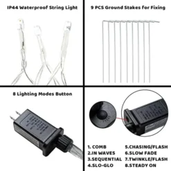 345 LED 8 Lighting Modes Waterfall Lights Warm White 16.4ft -Christmas Decoration Shop 345 LED 8 Lighting Modes Waterfall Lights Warm White 7 600x600 1