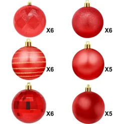 34pcs Red Christmas Ball Ornaments 11 34pcs Red Christmas Ball Ornaments -Christmas Decoration Shop 34Pcs Christmas Ball Ornaments Red 1 1