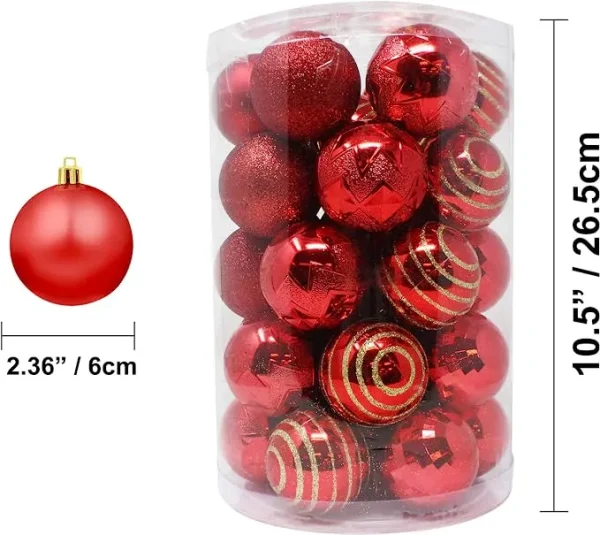 34pcs Red Christmas Ball Ornaments 4 34pcs Red Christmas Ball Ornaments - Image 2