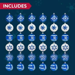 36Pcs Deluxe Christmas Ball Ornaments 2.36in Blue & White -Christmas Decoration Shop 36Pcs Deluxe Christmas Ball Ornaments 2.36in Blue White 7