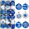 36Pcs Deluxe Christmas Ball Ornaments 2.36in Blue & White -Christmas Decoration Shop 36Pcs Deluxe Christmas Ball Ornaments 2.36in Blue amp White