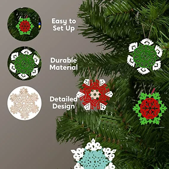 36pcs Hanging Christmas Wooden Snowflake Ornament 6 36pcs Hanging Christmas Wooden Snowflake Ornament - Image 4