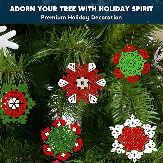 36pcs Hanging Christmas Wooden Snowflake Ornament 5 36pcs Hanging Christmas Wooden Snowflake Ornament - Image 3