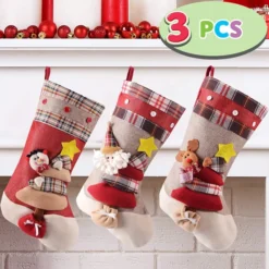 3pcs 3D Burlap And Plaid Christmas Stockings 18in -Christmas Decoration Shop 3Pcs 3d Burlap Christmas Stockings 18in 3 600x600 1