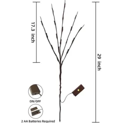 3Pcs Branch Lights, Warm White 29in -Christmas Decoration Shop 3Pcs 7 LED Christmas Multicolor Bubble String Lights 7ft