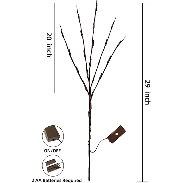 3Pcs Branch Lights, White 29in 5 3Pcs Branch Lights, White 29in - Image 3