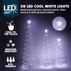 3pcs 218 Pre-Lit LED Christmas Light Yard Decorations -Christmas Decoration Shop 3Pcs Lighted Spiral Christmas Tree Set LED Cool White 3 result 600x600 1