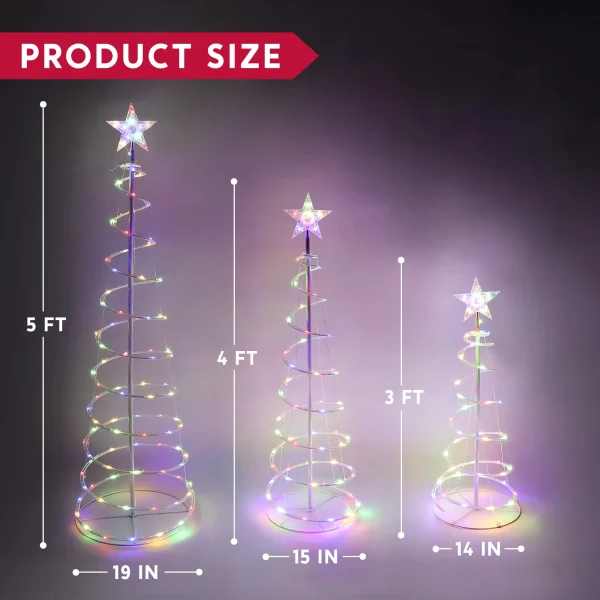 3Pcs Lighted Spiral Christmas Tree Set LED Warm White 8 3Pcs Lighted Spiral Christmas Tree Set LED Warm White - Image 6