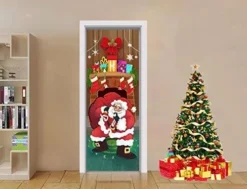 3Pcs Night Santa Door Cover 72in