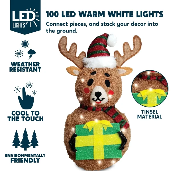 3ft 100 LED Collapsible Reindeer Yard Light 4 3ft 100 LED Collapsible Reindeer Yard Light - Image 2