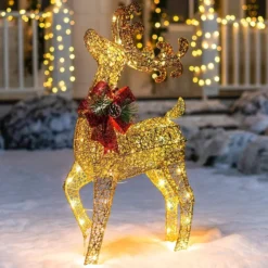 3ft 60 LED Light Up Yard Reindeer Buck Gold