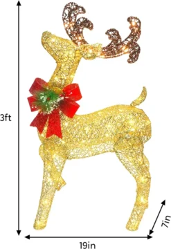 3ft 60 LED Light Up Yard Reindeer Buck Gold -Christmas Decoration Shop 3ft Fabric Gold Buck Head Up 6 result 600x874 1