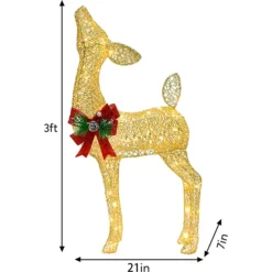 3ft Fabric Gold Fawn Christmas Yard Lights -Christmas Decoration Shop 3ft Fabric Gold Fawn Christmas Yard Lights 1