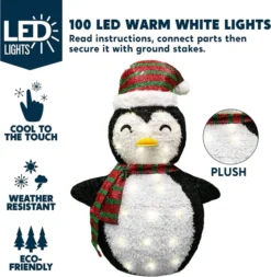 100 LED Collapsible Outdoor Christmas Decoration 3ft 10 100 LED Collapsible Outdoor Christmas Decoration 3ft -Christmas Decoration Shop 3ft Tinsel Collapsible Penguin LED Yard Light 3 result 600x614 1