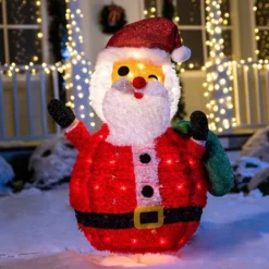 3ft 100 LED Plush Collapsible Santa -Christmas Decoration Shop 3ft Tinsel Collapsible Santa LED Yard Light 4 result 600x600 1
