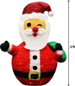 3ft 100 LED Plush Collapsible Santa -Christmas Decoration Shop 3ft Tinsel Collapsible Santa LED Yard Light 6 result 600x683 1