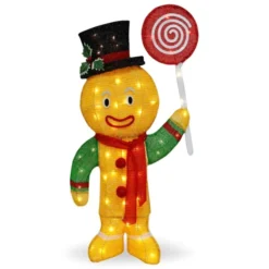 50-Count LED Warm White Tinsel Christmas Gingerbread Man -Christmas Decoration Shop 3ft Tinsel Gingerbread Man Christmas Yard Light 3 600x600 1