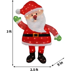 3ft 70 LED Tinsel Santa Yard Decoration Lighted -Christmas Decoration Shop 3ft Tinsel Santa Christmas Yard Light