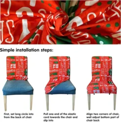 4pcs Christmas Chair Covers -Christmas Decoration Shop 4 Piece Christmas Stretch Chair Covers 4 result 600x607 1