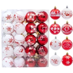 40pcs Red And White Christmas Ball Ornaments