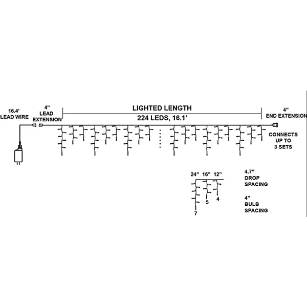 224 LED Color Changing Led Christmas Icicle Lights 8 224 LED Color Changing Led Christmas Icicle Lights - Image 6