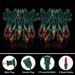 2x100 Multicolor Christmas Green Wire String Lights 21.3ft -Christmas Decoration Shop 42.6 FT 200 Count Christmas Multicolor Green Wire String Lights 3 result 600x600 1