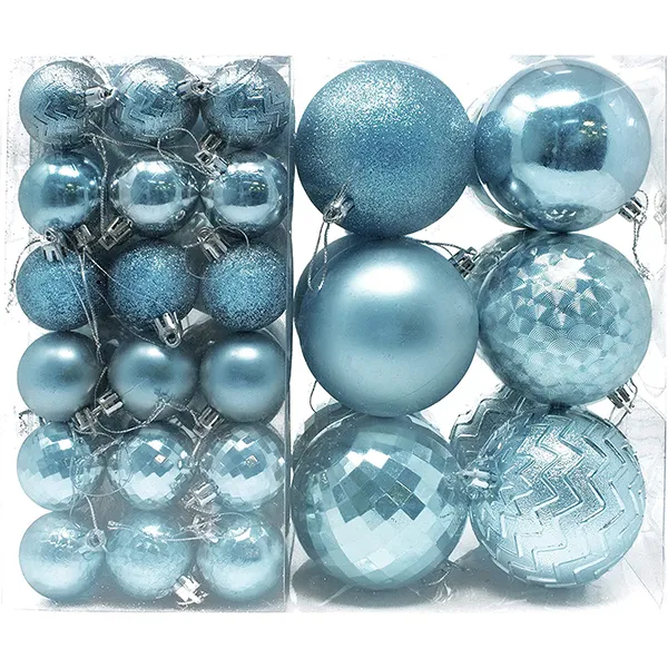 46 Pcs Assorted Size Baby Blue Christmas Ball Ornaments 3 46 Pcs Assorted Size Baby Blue Christmas Ball Ornaments