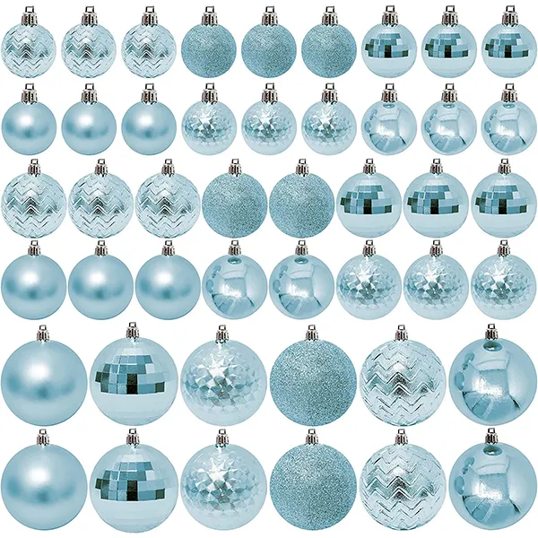 46 Pcs Assorted Size Baby Blue Christmas Ball Ornaments 4 46 Pcs Assorted Size Baby Blue Christmas Ball Ornaments - Image 2