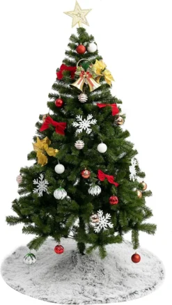 Faux Fur Christmas Tree Skirt Grey 48in -Christmas Decoration Shop 48 Inch Faux Grey Christmas Tree Skirt 5 result 600x1065 1