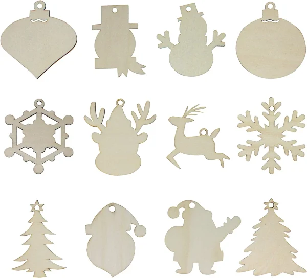 48pcs Wooden Christmas Ornaments Craft Kit 4 48pcs Wooden Christmas Ornaments Craft Kit - Image 2