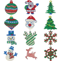 48pcs Wooden Christmas Ornaments Craft Kit 9 48pcs Wooden Christmas Ornaments Craft Kit -Christmas Decoration Shop 48Pcs Wooden Christmas Ornaments DIY Craft Kit 1
