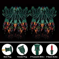 4x100 LED Multicolor Christmas Green Wire String Lights 21.3ft -Christmas Decoration Shop 4Pcs 100 LED Christmas Multicolor Green Wire String Lights 21 6 600x600 1