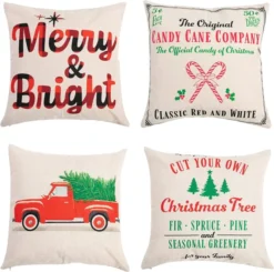 4Pcs Christmas Classic Pillow Cover
