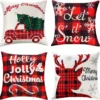 4Pcs Christmas Farmhouse Buffalo Plaid Pillow Covers 2 4Pcs Christmas Farmhouse Buffalo Plaid Pillow Covers -Christmas Decoration Shop 4Pcs Christmas Farmhouse Buffalo Plaid Pillow Covers 600x585 1