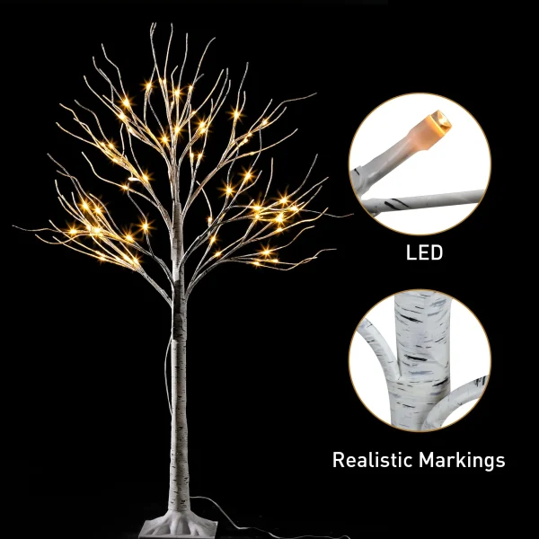 64 LED White Birch Tree Decoration With Lights 4ft 8 64 LED White Birch Tree Decoration With Lights 4ft - Image 6