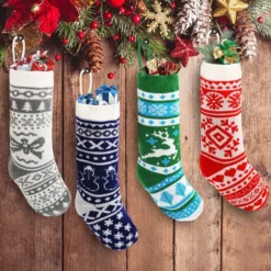 4pcs Multicolor Knit Christmas Stockings 18in -Christmas Decoration Shop 4pcs Multicolor Knit Christmas Stockings 18in 600x600 1