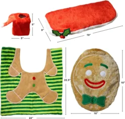 5pcs Gingerbread Bathroom Decoration Set 9 5pcs Gingerbread Bathroom Decoration Set -Christmas Decoration Shop 5 Pieces Christmas Gingerbread Theme Bathroom Decoration Set 3 result 600x574 1