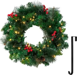 50 LED Artificial Christmas Pre Lit Wreaths 20in