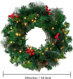 50 LED Artificial Christmas Pre Lit Wreaths 20in -Christmas Decoration Shop 50 LED Artificial Christmas Pre lit Wreaths 20in 4 600x651 1