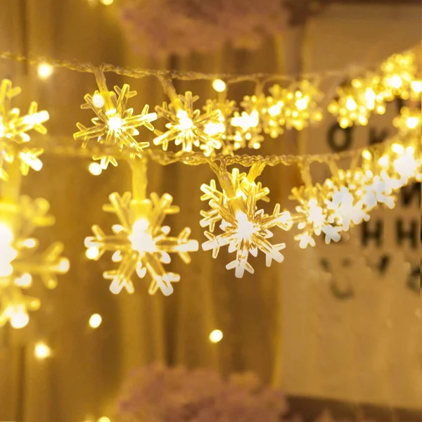 50 LED Warm White Snowflake String Fairy Lights 17.06ft 4 50 LED Warm White Snowflake String Fairy Lights 17.06ft - Image 2