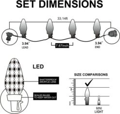 50 Warm White LED C9 Green Wire String Lights 13 50 Warm White LED C9 Green Wire String Lights -Christmas Decoration Shop 50 Warm White LED C9 Green Wire String Lights 1 600x571 1