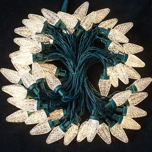 50 Warm White LED C9 Green Wire String Lights 4 50 Warm White LED C9 Green Wire String Lights - Image 2