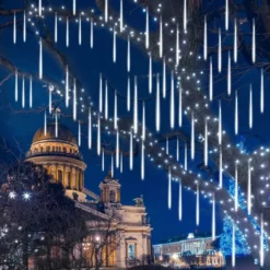 2x 10 Tubes (19.8in) Christmas Meteor Shower Rain Lights, White -Christmas Decoration Shop 540 LED Meteor Shower Rain Lights 10 Tubes 50cm White 2 Pack 5 result 600x600 1