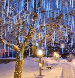 10 Tubes (19.8 In) Christmas Meteor Shower Lights, Blue -Christmas Decoration Shop 540 LEDs Christmas Meteor Shower Lights Blue 6 result 600x621 1