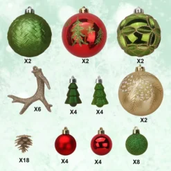 56Pcs Christmas Ornaments With Pine Green & Gold 11 56Pcs Christmas Ornaments With Pine Green & Gold -Christmas Decoration Shop 56Pcs Christmas Ornaments with Pine Green amp Gold 2 600x600 1