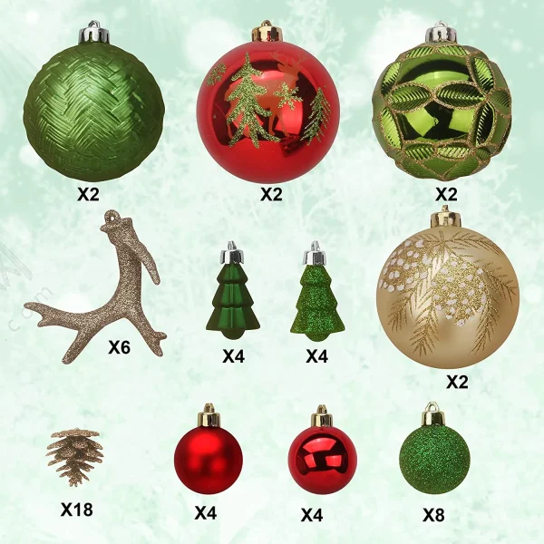 56Pcs Christmas Ornaments With Pine Green & Gold 6 56Pcs Christmas Ornaments With Pine Green & Gold - Image 4