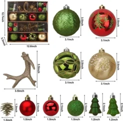 56Pcs Christmas Ornaments With Pine Green & Gold 10 56Pcs Christmas Ornaments With Pine Green & Gold -Christmas Decoration Shop 56Pcs Christmas Ornaments with Pine Green amp Gold 3 600x587 1