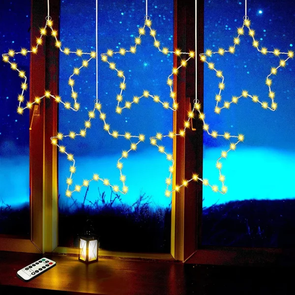 5pcs LED Christmas Window Star Lights 12in 4 5pcs LED Christmas Window Star Lights 12in - Image 2