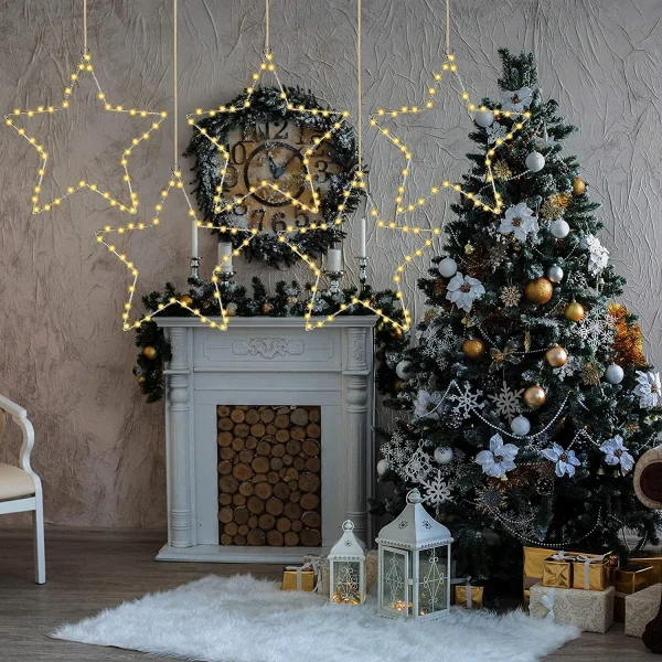 5pcs LED Christmas Window Star Lights 12in 3 5pcs LED Christmas Window Star Lights 12in