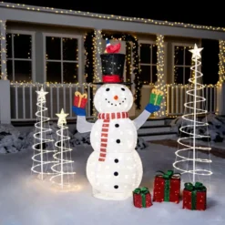 Collapsible LED Light Up Snowman Decoration 5ft -Christmas Decoration Shop 5ft 160 LED Collapsible Snowman Yard Light 4 600x600 1